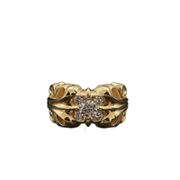 Love Conquered 18K Gold Trendy Brand Diamond-Embellished Guardian Thin Gemstone Ring for Couples