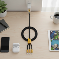 Cable de Carga Múltiple USB Tipo C PD de 65 W, 3 en 2, Cable de Datos USB Multifuncional de Carga Rápida