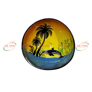 ชามมะพร้าวพิมพ์ลายทำด้วยมือชามกะลามะพร้าวออกแบบเองด้วยแลคเกอร์ศิลปะใบเป็นมิตรกับสิ่งแวดล้อมตกแต่งบ้าน - Product Image 3