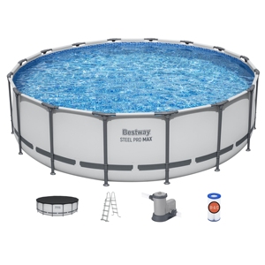 Ensemble de <span class=keywords><strong>piscine</strong></span> <span class=keywords><strong>hors</strong></span> <span class=keywords><strong>sol</strong></span> Bestway 5612Z/5613A/5613AE <span class=keywords><strong>Steel</strong></span> <span class=keywords><strong>Pro</strong></span> <span class=keywords><strong>MAX</strong></span>, ronde, 4,88 m x 1,22 m, piscines familiales, natation en plein air - Product Image 1