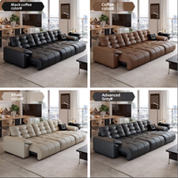 Canapé inclinable en cuir noir capitonné avec base en bois massif et accoudoirs rembourrés pour salon, home cinéma et détente