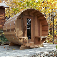 Sauna en bois massif de qualité supérieure Boyce, en cèdre rouge canadien (traité thermiquement), surface lisse, systèmes électriques doubles pour villa