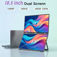 Écran portable double 18,5 pouces IPS LED 100 Hz avec écran tactile, extension d'écran d'ordinateur portable avec design pliable triple empilable