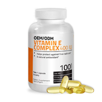 Capsules de vitamine E antioxydante OEM ODM, 100 UI, trois fois par jour, 100 gélules par flacon, durée de conservation de 24 mois, pour adultes