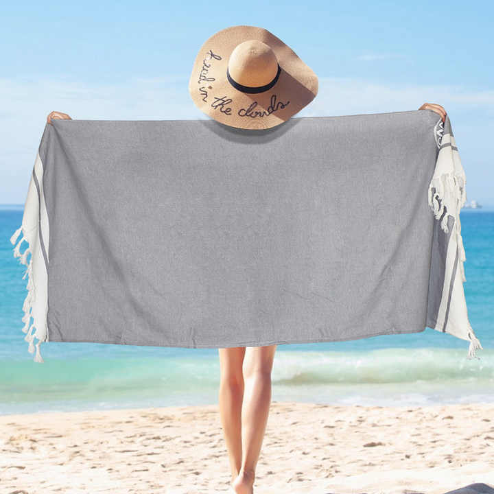 Hencely Turkish Beach Towel 37 X 68 Inches - 100% Cotton, Soft, Absorbent For Pool, Spa, Gym