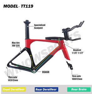 Winowsports Chanh Vàng Bóng <span class=keywords><strong>Carbon</strong></span> TT Xe đạp khung tt119 Triathlon Xe đạp khung 700 * 32c cho cơ khí & Di2 với hb052 thanh - Product Image 2
