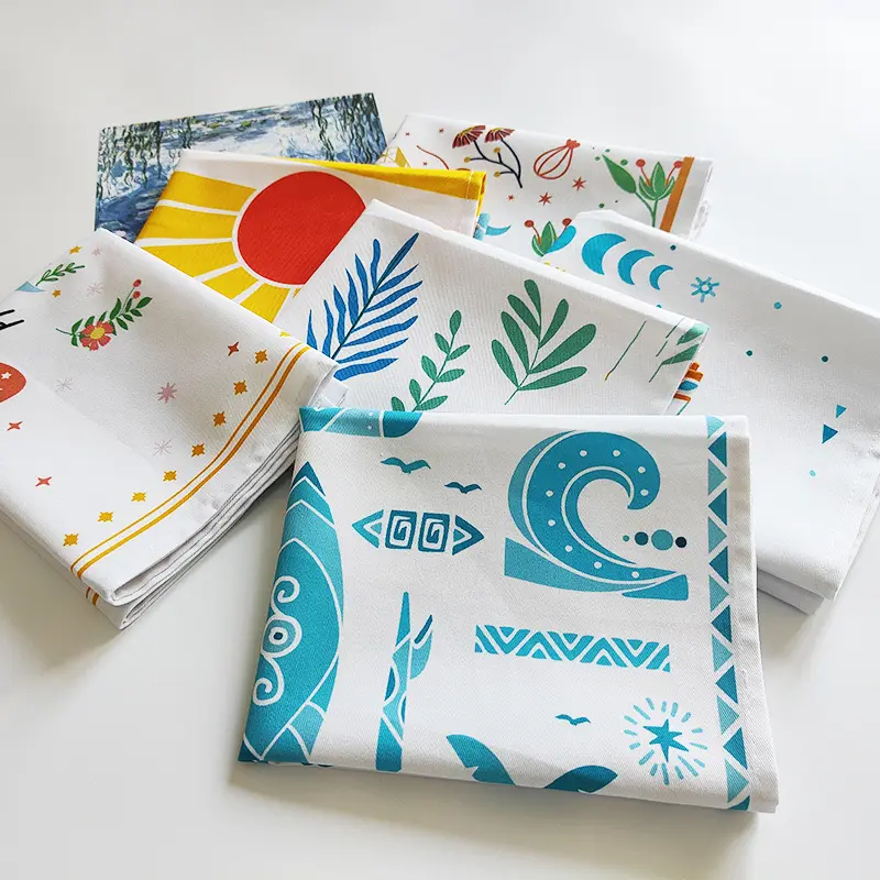 Thấp moq Cá nhân hoá biểu tượng tùy chỉnh lau tay nhà bếp món ăn khăn bông in ấn thiết kế trà khăn cho khách sạn