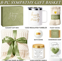 Panier-cadeau exquis en laine rustique pour femmes - Coffret de soins pour le bien-être personnel - Cadeau de Noël, d'anniversaire ou de condoléances