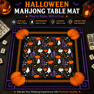 Luxury Portable Water Resistant <b>Rubber</b> Top <b>Rubber</b> Non-Slip Backing Reinforced <b>Edges</b> Halloween Mahjong Mat - Product Image 3