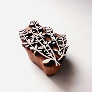 Handcrafted Indian Rosewood Botanical Leaf Sprig <b>Wooden</b> <b>Block</b> Stamp for Natural Foliage Textile Printing - Product Image 5