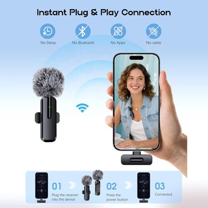 Microphone sans fil miniature pour iPhone 2 en 1 avec réduction de bruit, micro cravate pour enregistrement vidéo TikTok YouTube Vlog Podcast - Product Image 2