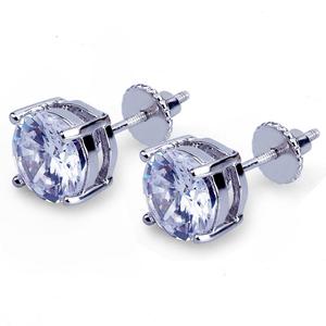 Boucles d'oreilles clous en micro-pavé serties de gros cristaux CZ plaquées or/argent, bijoux hip-hop rock pour homme et femme, cadeaux - Product Image 3