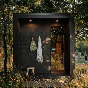 ठोस हेलॉक लकड़ी आउटडोर पैनोरामिक सौना नमक का कमरा बिजली की गीले भाप हीटिंग के साथ विला सूखी भाप के लिए आधुनिक डिजाइन - Product Image 4