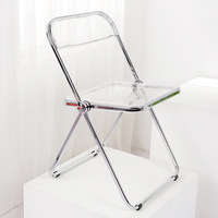 Chaises pliantes en acrylique transparent de luxe avec pieds en métal en acier inoxydable pour salon, salle à manger, hôtel
