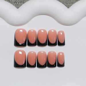 <span class=keywords><strong>Uñas</strong></span> Postizas Acrílicas al por Mayor, Diseño Rosa Nude, <span class=keywords><strong>Cortas</strong></span>, Forma Almendrada, con Logotipo Personalizado - Product Image 1