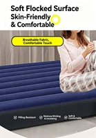 Matelas Gonflable en PVC Floqué Portable pour la Maison, les Invités, le Camping, la Randonnée, le Parc – Tailles Double et Queen – 4 Saisons