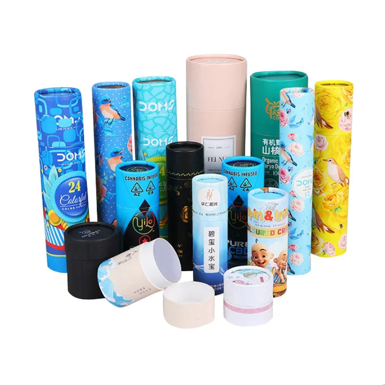 Custom Desgin Cylinder Cosmetic Essential Oils Skincare Eyeliner Cardboard Box Round Kraft Paper Tube Packaging