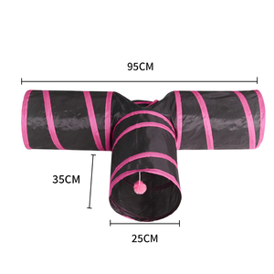Terowongan Hewan Peliharaan Baru, Tabung Indoor 2/3/4/5 Jalur, Terbuat dari Polyester, Dapat Dilipat, Terowongan Kucing Lipat dengan Bola Mainan, Lubang Intip Kucing, Mainan Hewan Peliharaan - Product Image 5