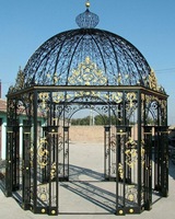 Maison de mariage de luxe en fer forgé avec panneaux cristallins, véranda romantique personnalisable pour événements dans le jardin