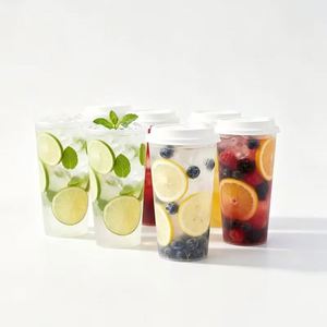 Gobelets en plastique PP jetables de haute qualité avec logo personnalisé, 22 oz (700 ml), 90 mm, pour bubble tea et jus, avec couvercles - Product Image 1