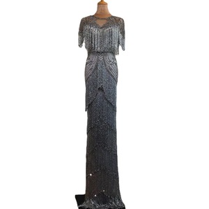 SF2409F 2026 nouvelle vente chaude <span class=keywords><strong>de</strong></span> haute qualité <span class=keywords><strong>de</strong></span> <span class=keywords><strong>luxe</strong></span> gland perle à manches courtes mariage sirène dames <span class=keywords><strong>robe</strong></span> <span class=keywords><strong>de</strong></span> soirée - Product Image 5