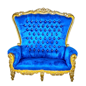 Chaises de roi doubles en bois massif de luxe avec garniture dorée et velours noir pour les événements et les locations de <span class=keywords><strong>mariage</strong></span> - Product Image 6
