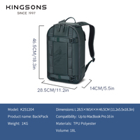 Sac à dos Kingsons Sport portable et léger pour ordinateur portable 16 pouces, étanche en polyester avec fermeture éclair et verrou pour casque de snowboard