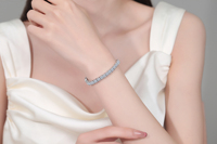 Bracelet tennis en argent sterling S925 avec moissanite taille princesse carrée, entièrement serti, bijou de main pour femme, cadeau d'anniversaire pour petite amie