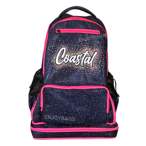 ラインストーンとダイヤモンドロゴ入りカスタム可能チアバックパック：チアリーダー＆ダンサー向けカジュアルスポーツバッグ（ジッパー開閉式） - Product Image 3