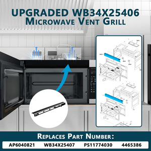 Grille de ventilation pour four à micro-ondes Wansheng WB34X25406 compatible avec JNM3163DJ1BB JNM3163RJ1SS - Product Image 4