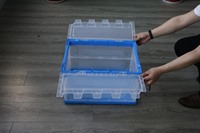 NEXARA Boîte de rangement solide transparente en plastique transparent Caisse pliable 560*500*320mm pliable sans couvercle