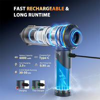 Souffleur d'air sans fil pliable multifonction 4 en 1, 6000 mAh, rechargeable, avec charge Type-C, aspirateur de voiture