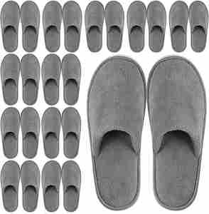 Pantoufles de luxe portables en tissu éponge gris de haute qualité avec logo personnalisé, semelle antidérapante, pour hôtels et spas (vente en gros) - Product Image 1