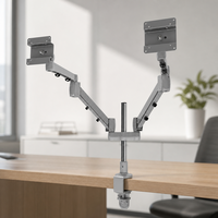 Nouveau support d'écran double pour atelier, à bras articulé, rotation 360°, base à œillet, ressort mécanique en acier, plaque VESA, charge 10kg