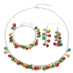 Christmas Bell Jewelry <b>Set</b> Necklace <b>Bracelet</b> Earrings Zinc Alloy Party Fashion Accessories Multicolor Bell Design - Product Image 5