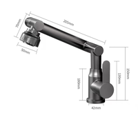 Robinet de cuisine moderne finition chromée, monocommande, douchette extractible, montage sur plan, pour hôtels et centres commerciaux, rotation 360°