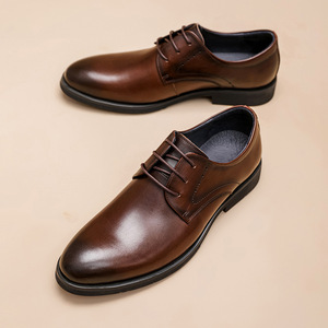 Zapatos de cuero para hombre, estilo británico, de piel de vaca, formales de negocios, con cordones, de caña baja, cómodos, antideslizantes, duraderos, elegantes, para el trabajo. - Product Image 3