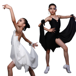 Nuovo Abito da Ballo Latino Bianco e Nero per Bambine, Vestito con Spalline di Alta Qualità per Esibizioni con Frange e Gonna Ampia Disponibile - Product Image 5