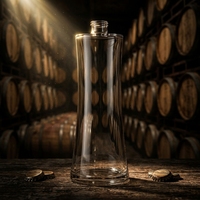 Bottiglia Vuota per Alcolici in Vetro Flint ad Alta Trasparenza con Base Pesante e Design a Vita Stretta per Vodka e Gin, con Tappo a Corona