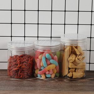 Transparent <b>Plastic</b> Food Jars 65mm Diameter Cylinder PET Airtight For Storage And <b>Packaging</b> - Product Image 1
