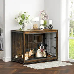 Indoor Home Wohnzimmer Schlafzimmer Büro Haustier Hundekistenhäuser Möbel multifunktional Holz Klappdeckel Metall Hundekennel Käfige