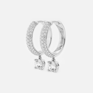 Pendientes de aro con diamantes cultivados en laboratorio, redondos, 7/8 Ctw, para mujer, joyería fina elegante y brillante, regalo minimalista de lujo - Product Image 4