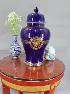 लक्जरी नौसेना ज़ेबरा अदरक जार सेट कृत्रिम फूलों की व्यवस्था के साथ टेलीविजन के लिए फूलदान घर सजावट - Product Image 5