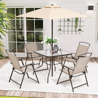Ensemble meuble avec Table à manger et 4 chaises pliantes, en verre trempé carré, 2 pièces