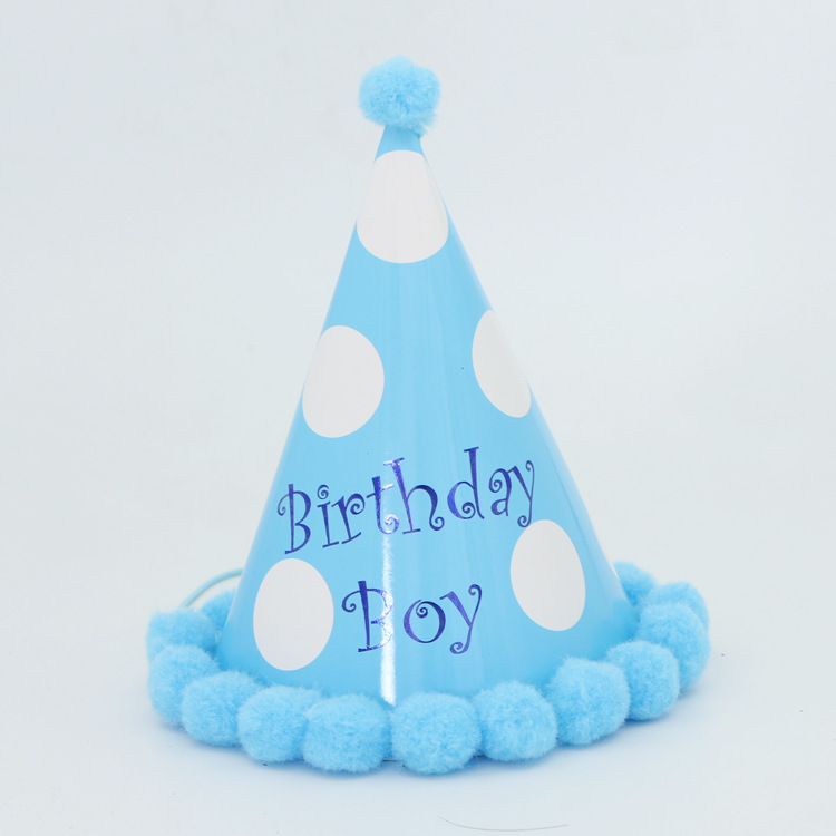 Cappellino pompon blu puro a pois