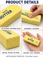 Jouet Squishy Géant en Forme de Beurre, Portable, à Remontée Lente, en PU, Anti-Stress, Sensoriel, Cadeau pour Adultes et Enfants