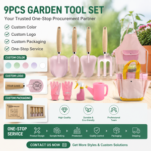 Ensemble d'outils de jardin pour enfants avec manche en bois OEM, comprenant une <span class=keywords><strong>pelle</strong></span>, une bêche et un râteau pour la plantation, le repiquage et l'entretien du sol - Product Image 1