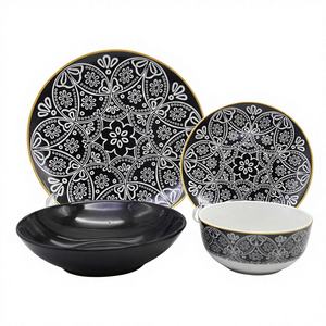 Plato de Porcelana Estilo Americano al por Mayor, con Diseño de Flor Roja, Vajilla para Bodas, Apto para Lavavajillas y Microondas - Product Image 1