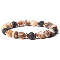 Bracelet en pierre de lave, jaspe zébré rose, bracelet diffuseur d'aromathérapie relaxant pour femmes et hommes, yoga, chakra, guérison par les cristaux
