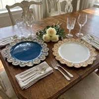 Assiettes de présentation de luxe haut de gamme de 13 pouces pour mariages, motif personnalisé, réutilisables pour hôtels, dîners et événements